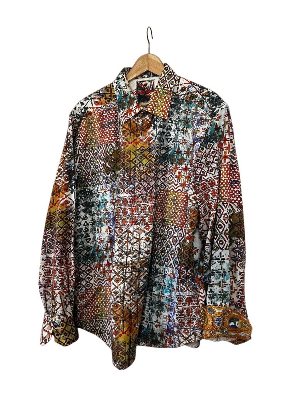Robert Graham Patchwork Tribal Print Shirt | Museum Art Flip Cuf